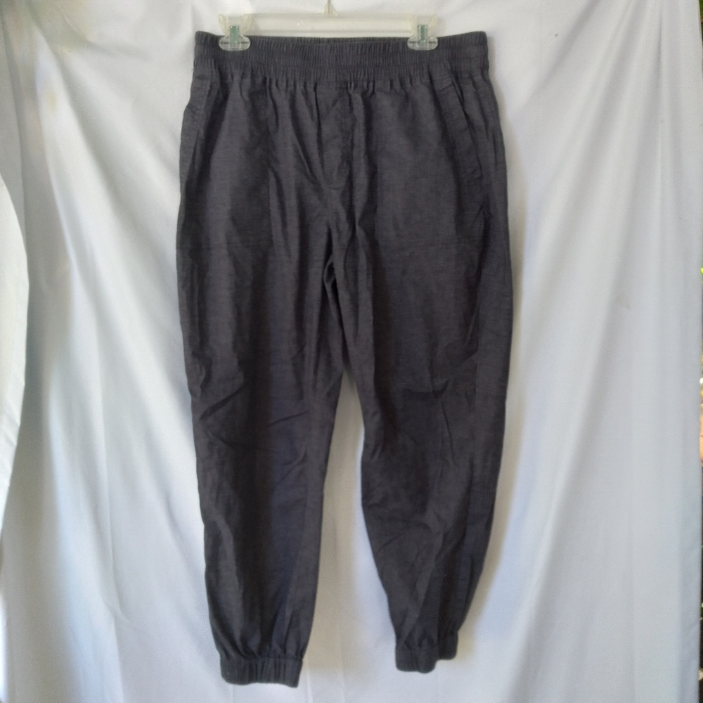 Prana Hemp Jogger Pants Womens Size L Navy Elastic Waist Lightweight